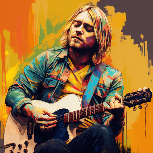 kurt cobain fanart falikép design grafika nyomtatott kép 4k HD gitár zenész